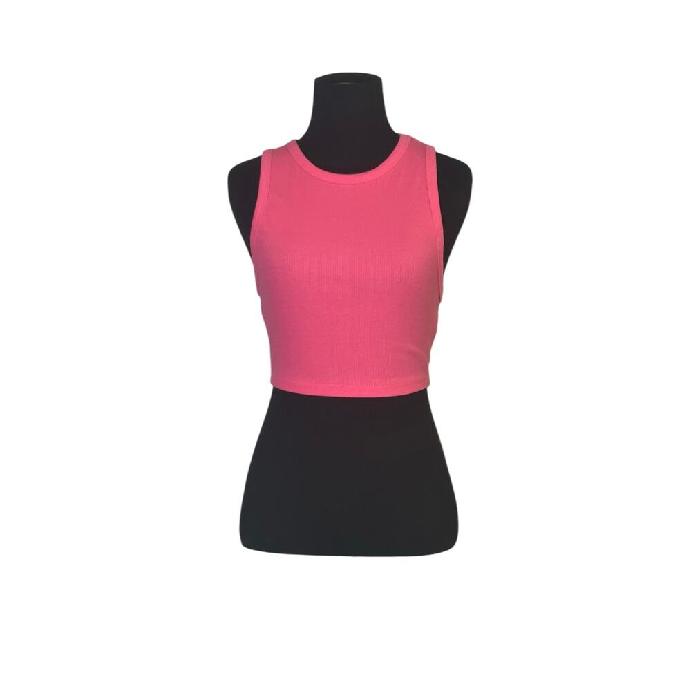 Zara pink ribbed crop tank top size M